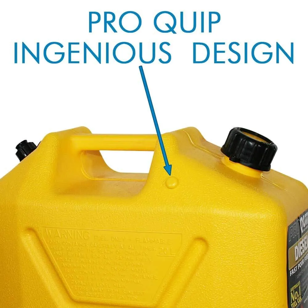 Pro Quip 15L Plastic Fast Pour Fuel Jerry Can - Diesel Yellow - 1007