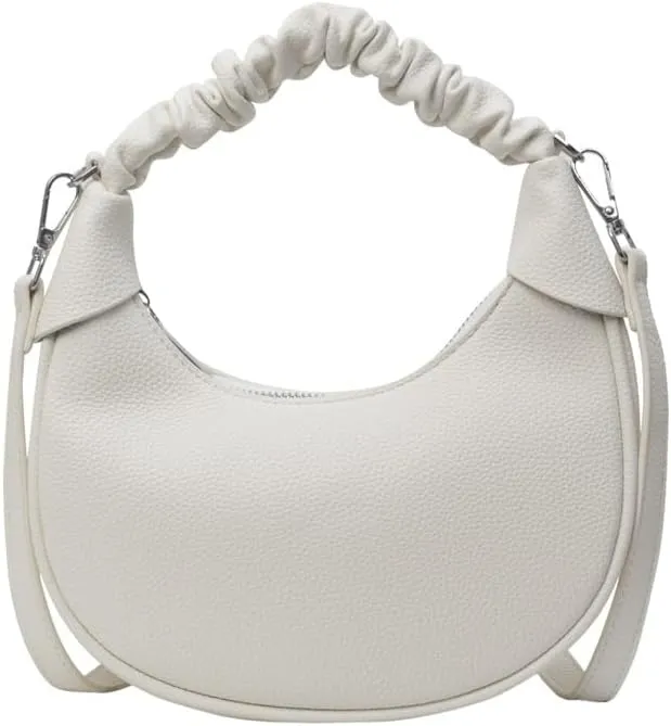 Purses Half Moon Bag for Women Leather Small Crescent Bag Crossbody Shoulder Bags Trendy Hobo Purse Handbags (White)