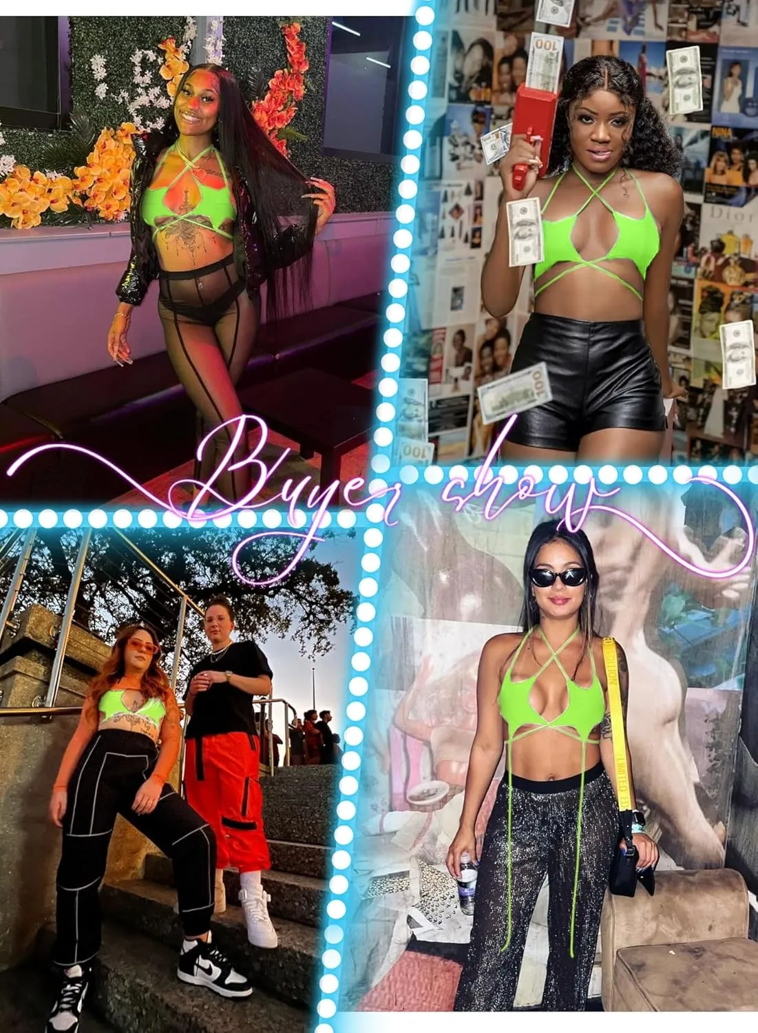 Rave Star Top for Women - EDC Festival Sexy Halter Party Dance Bra Backless Strappy Crisscross Wrap Tie Outfits