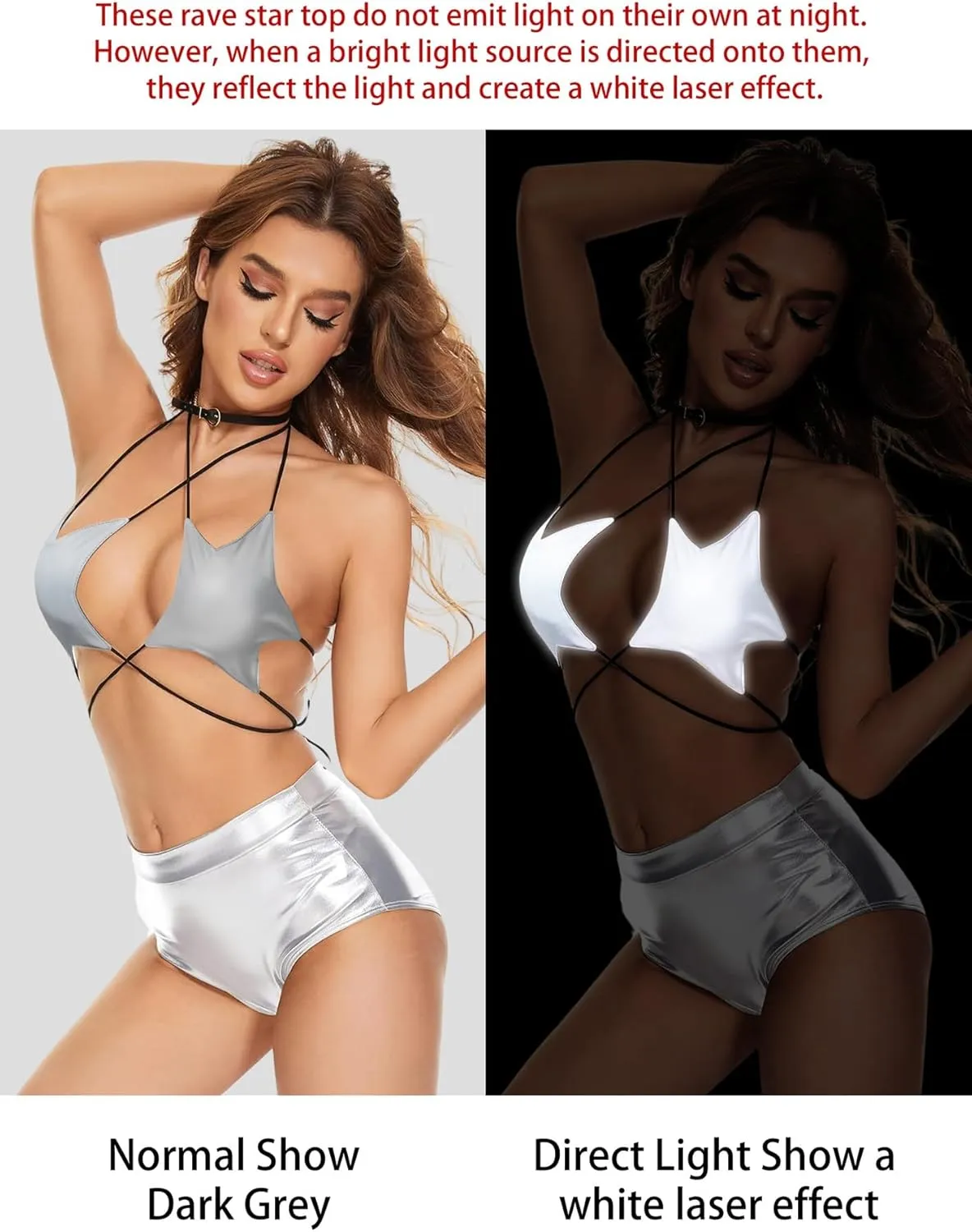 Rave Star Top for Women - EDC Festival Sexy Halter Party Dance Bra Backless Strappy Crisscross Wrap Tie Outfits