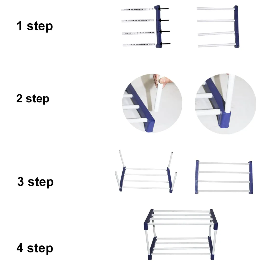 rawzz 3 Shelves shoe rack Multipurpose storage Rack made of metal 16mm pipe