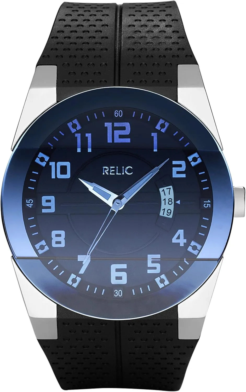 RELIC by Fossil Men's Jake Silver Stainless Steel and Black Silicone Band Watch (Model: ZR11861)