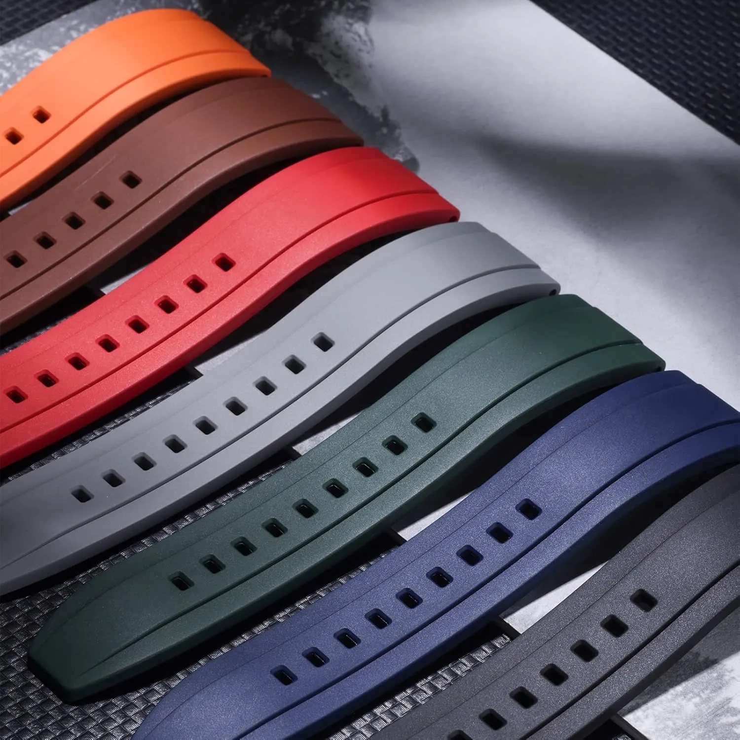 REZERO Quick Release FKM Rubber Watch Bands, Fluororubber Watch Straps Replacement, Thick & Light Waterproof Watch Bands 19/20/21/22/23/24mm for Men, Women