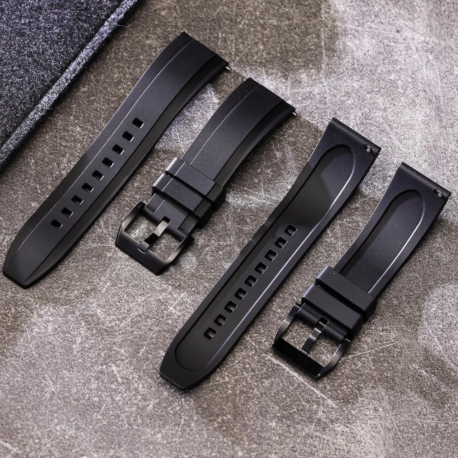 REZERO Quick Release FKM Rubber Watch Bands, Fluororubber Watch Straps Replacement, Thick & Light Waterproof Watch Bands 19/20/21/22/23/24mm for Men, Women