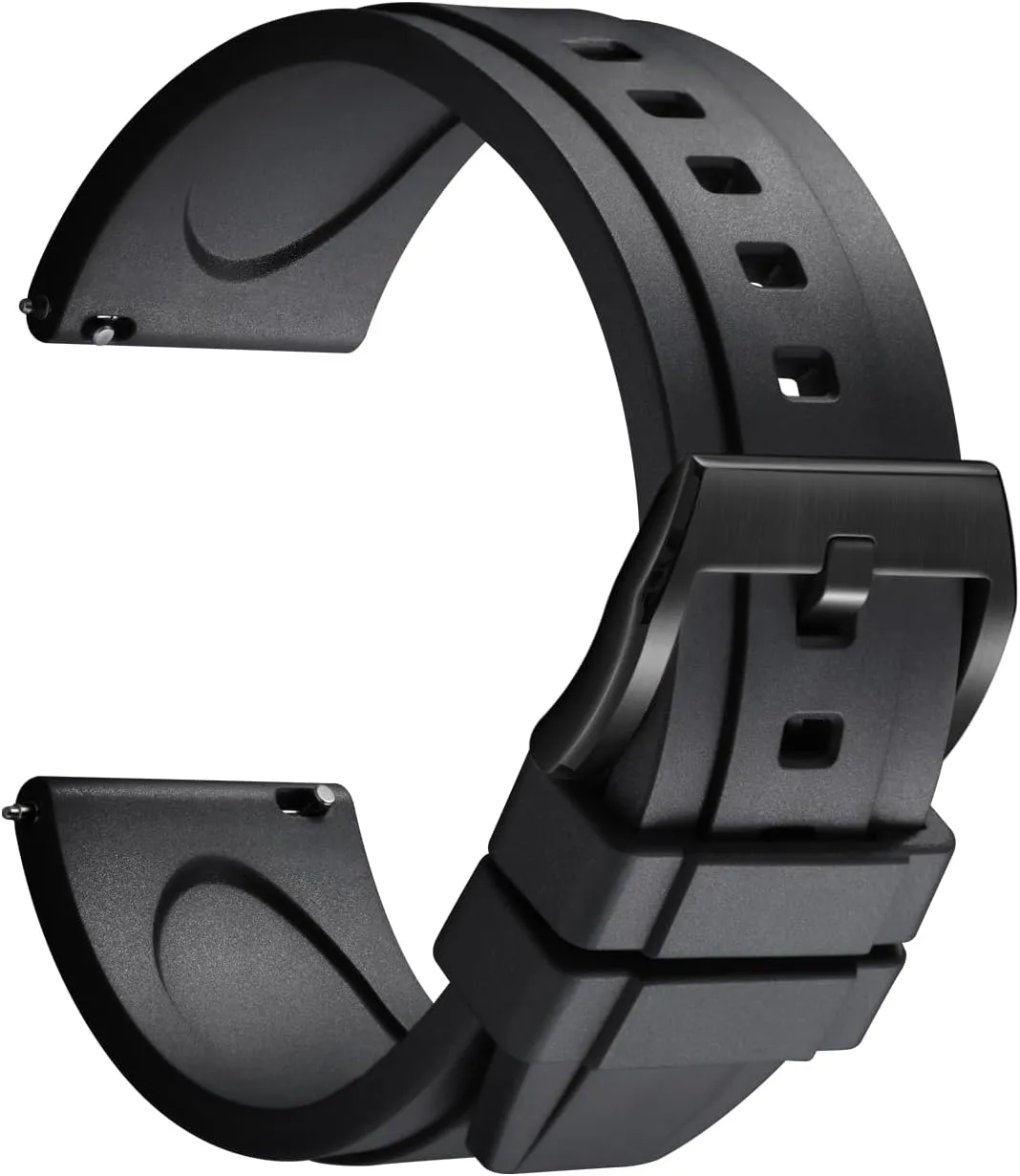 REZERO Quick Release FKM Rubber Watch Bands, Fluororubber Watch Straps Replacement, Thick & Light Waterproof Watch Bands 19/20/21/22/23/24mm for Men, Women