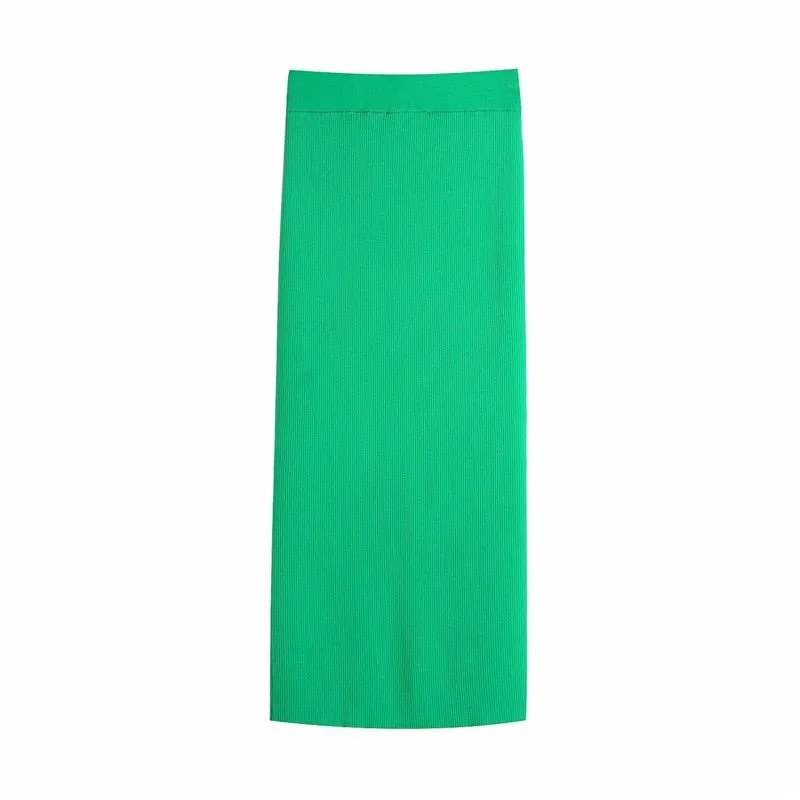 RIBBED KNIT MIDI SKIRT