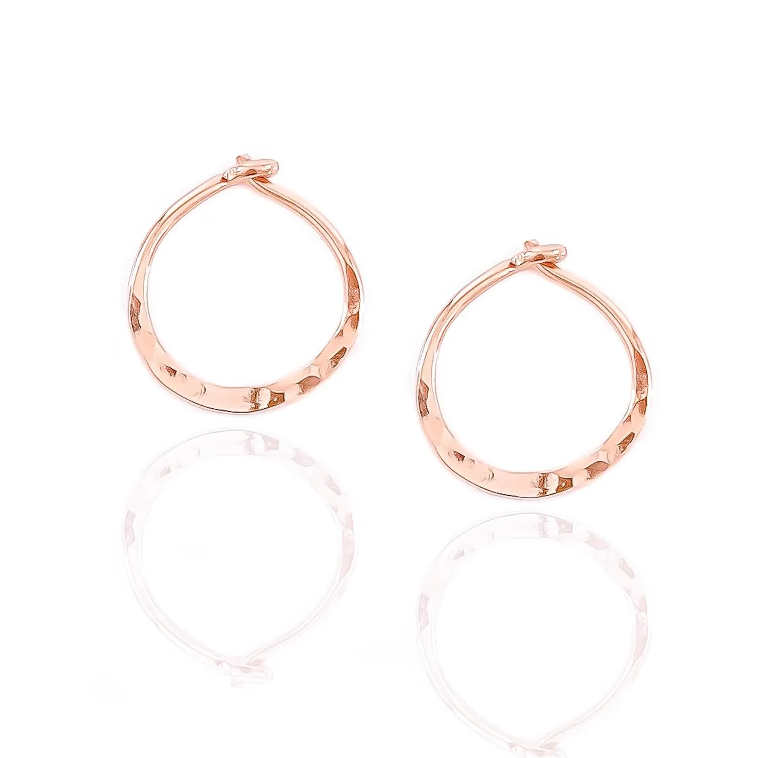 Rose Gold Hoop Earrings for Women, 14K Rose Gold Filled, 10mm, Hammered Texture, Hoop Earrings Hypoallergenic Sensitive Ears, Rose Gold Earrings Nickel Free (10mm, 14K Rose Gold Filled)