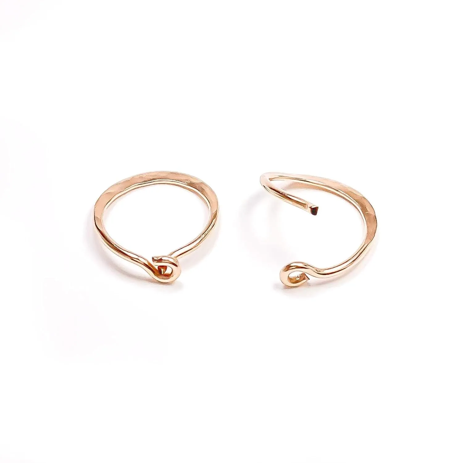 Rose Gold Hoop Earrings for Women, 14K Rose Gold Filled, 10mm, Hammered Texture, Hoop Earrings Hypoallergenic Sensitive Ears, Rose Gold Earrings Nickel Free (10mm, 14K Rose Gold Filled)