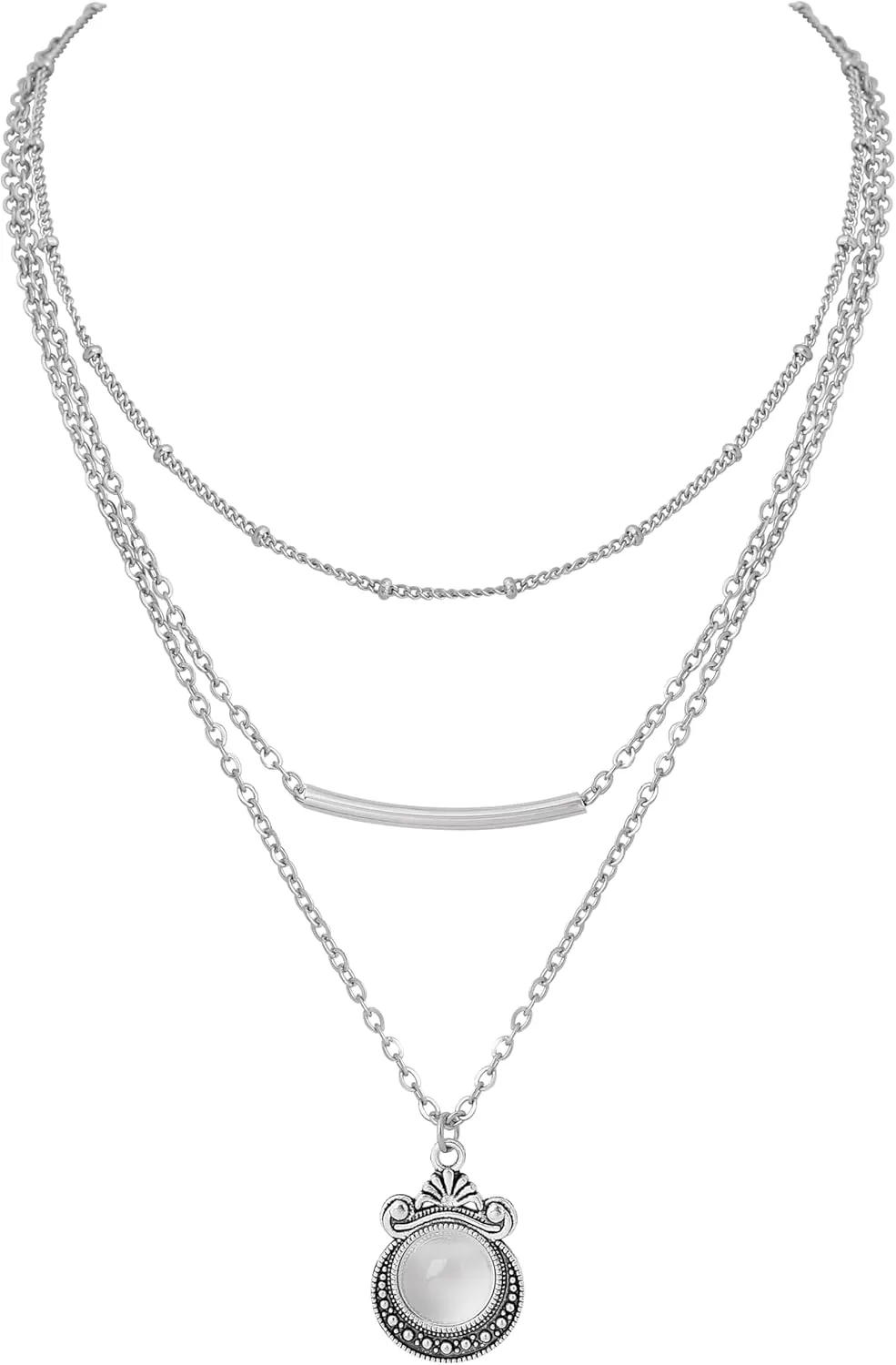 Sacina Silver-tone Layered Choker Necklace for Women, Western Teardrop Beach Necklace, Summer Christmas Jewelry Gift