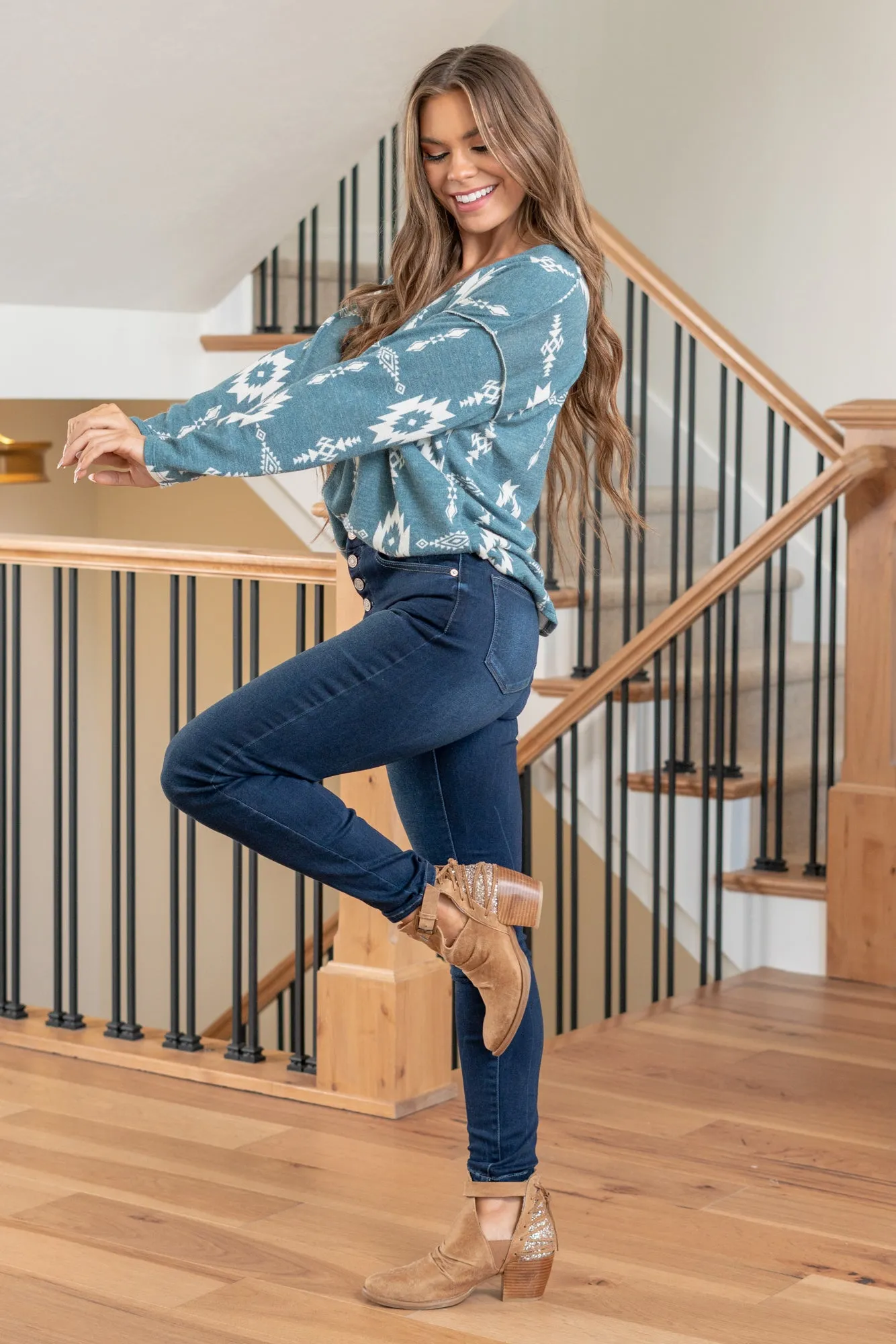 Savana High Rise Button Fly Ankle Skinny