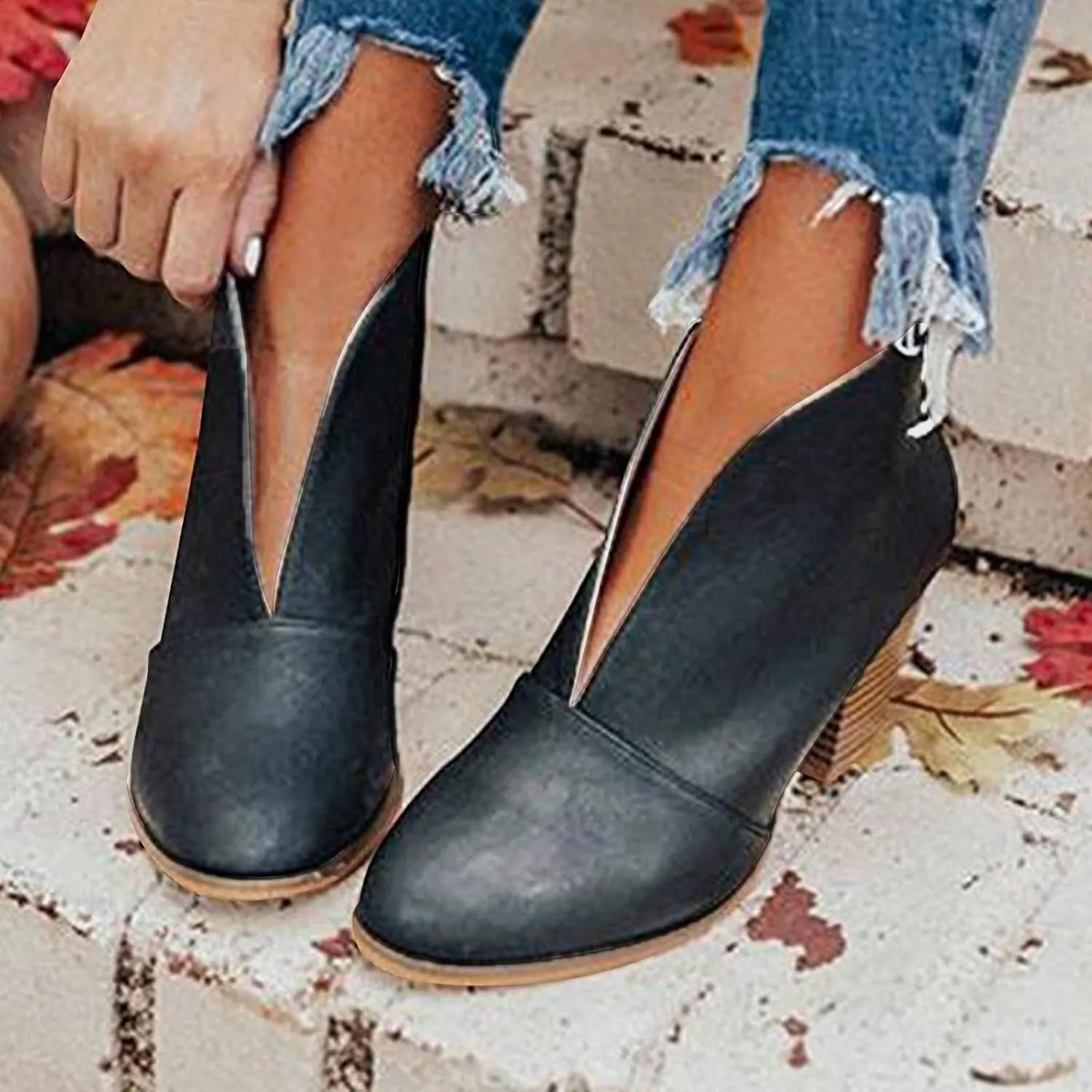 SBGMoSJ Black Ankle Boots for Women Low Heel Grey Women Ankle Boots Stiletto 3 Inch Flat Denim Boots for Women Ankle Booties Booties Black Women Turquoise Boots for Women Western