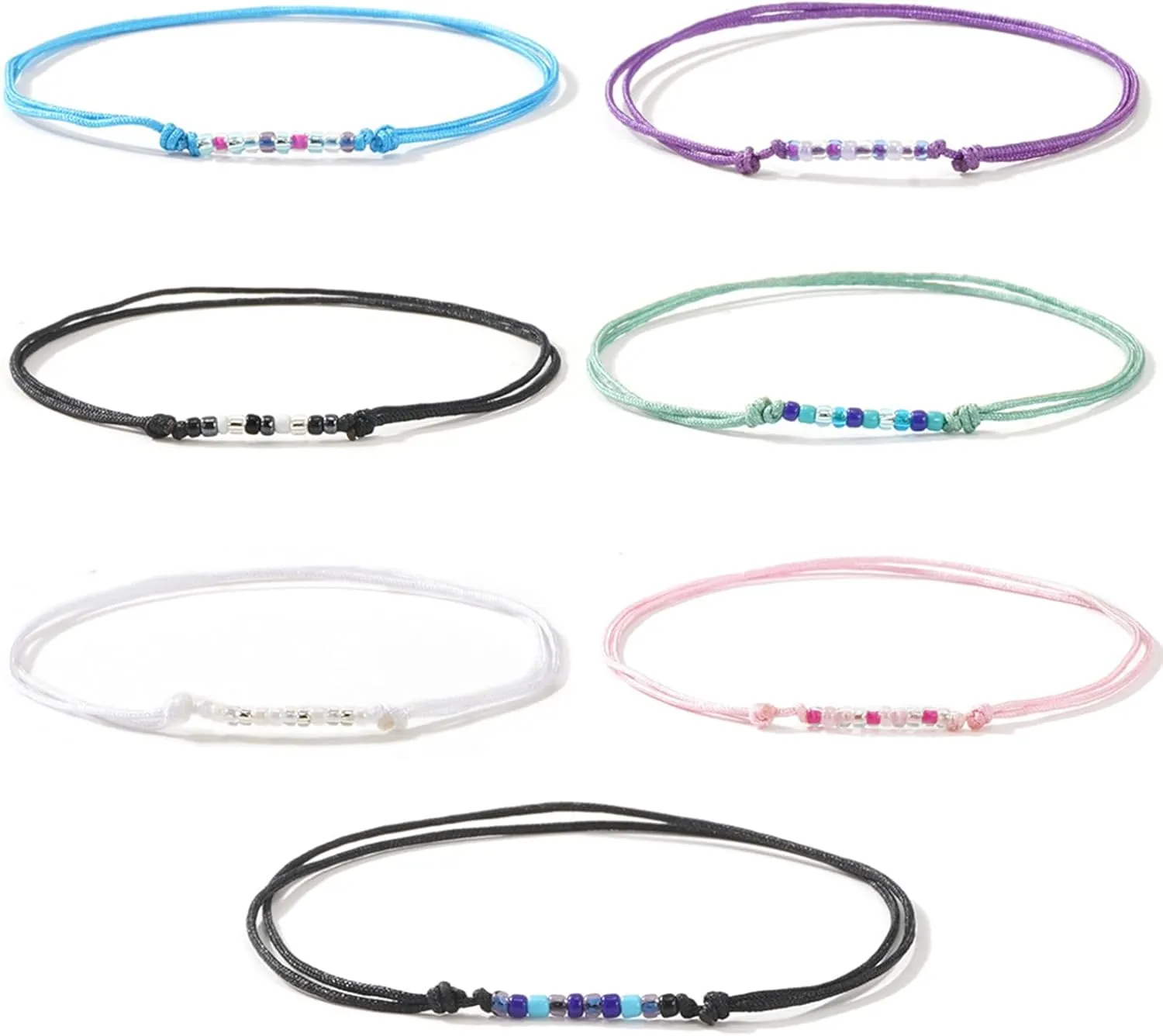 Set Of 7 Colorful Handmade Cotton Bracelets Fashionable Woven Bracelets Accessories For Everyday And Festive Use