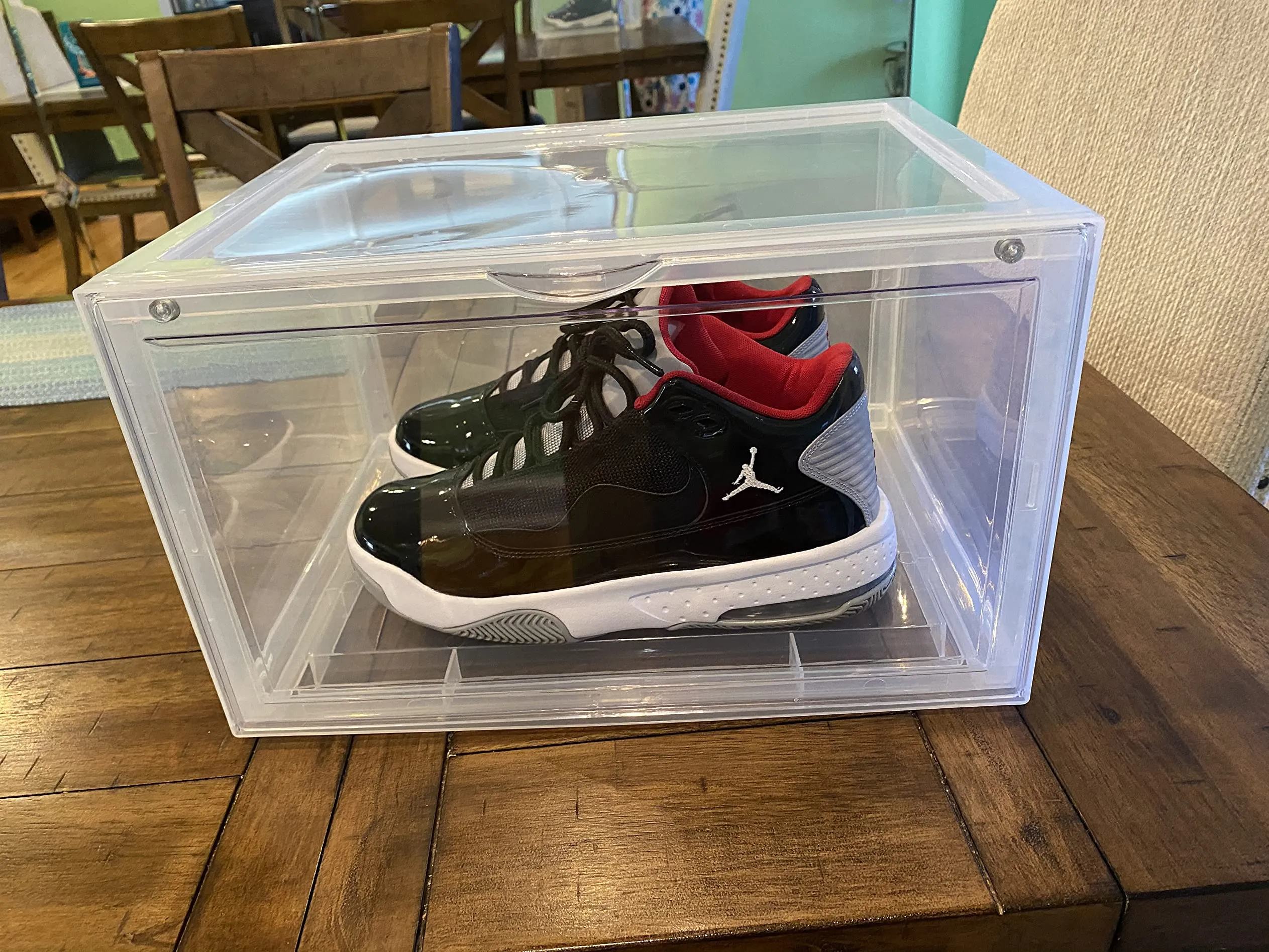 Shoe Boxes, Pack of 6 Stackable Shoe Organizers with Clear Door for Sneakers, Plastic Shoe Storage for US Size 12