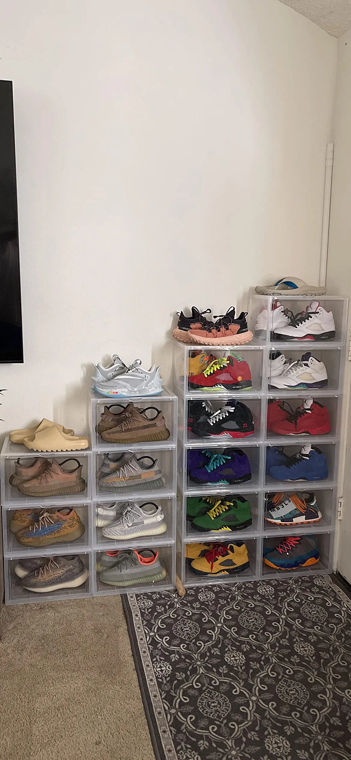 Shoe Boxes, Pack of 6 Stackable Shoe Organizers with Clear Door for Sneakers, Plastic Shoe Storage for US Size 12