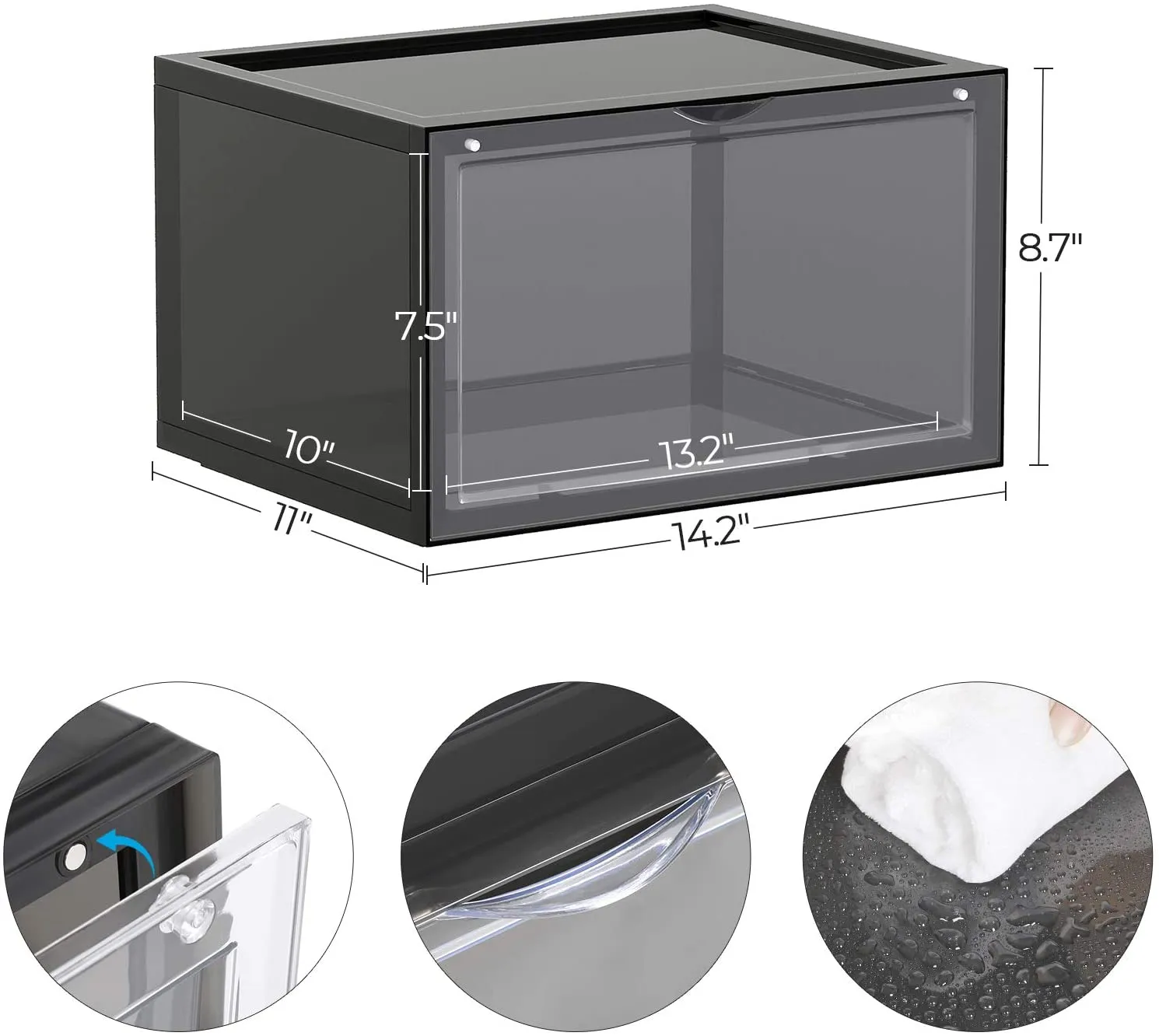 Shoe Boxes, Pack of 6 Stackable Shoe Organizers with Clear Door for Sneakers, Plastic Shoe Storage for US Size 12