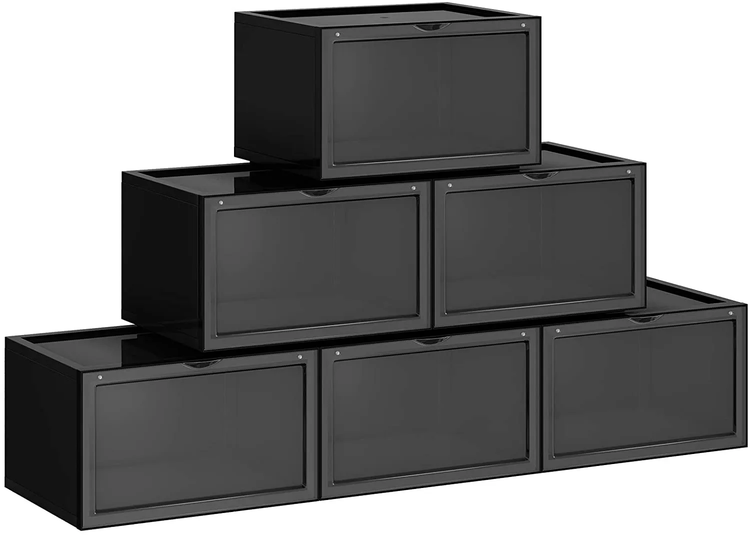 Shoe Boxes, Pack of 6 Stackable Shoe Organizers with Clear Door for Sneakers, Plastic Shoe Storage for US Size 12