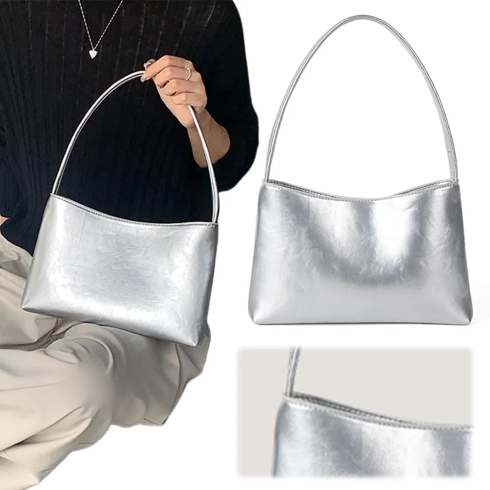 Shoulder Bag for Women Solid Color Retro Handbag PU Leather Buckle Hobo Bag with Inner Pocket Satchel Purse for Com