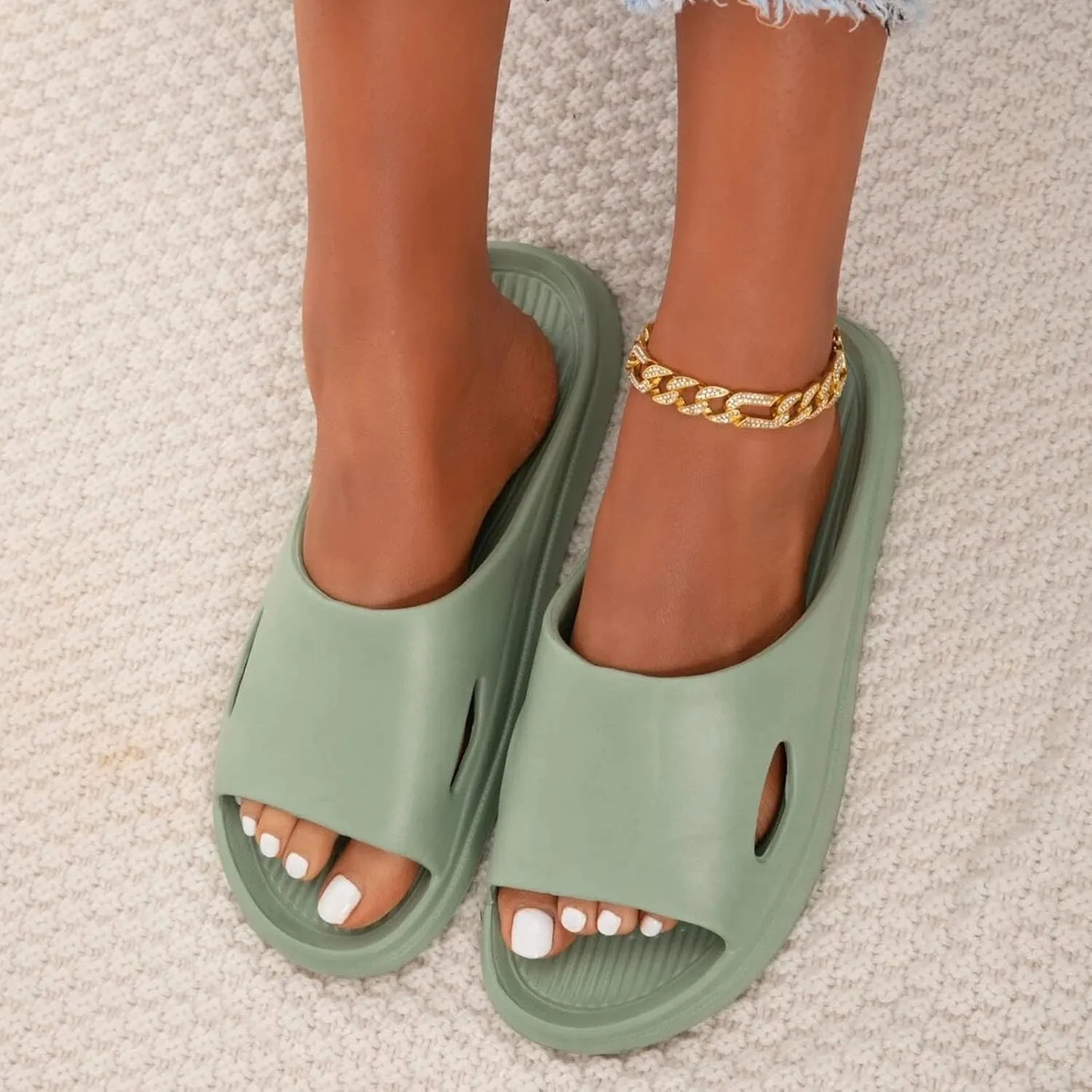 Shower Shoes Women's Slides Shower Sandals Mens Slippers Cloud Slippers Shoes with Drainage Holes