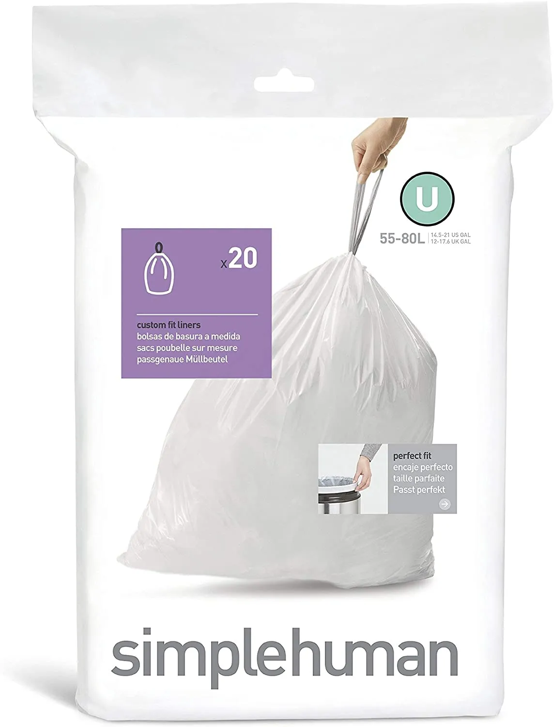 Simplehuman Code U Pack of 20 Custom Fit Bin Liners