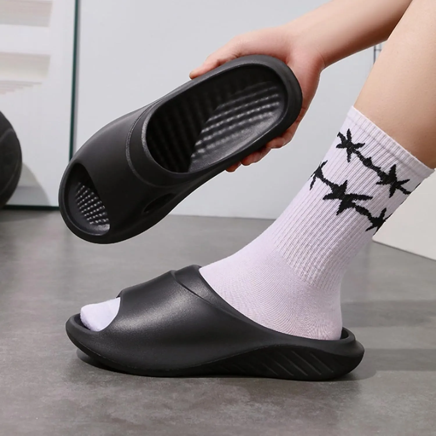 Slides for Men Shower Shoes Women Mens Slippers Womens Slides Soft Sole Quick Drying Comfortable Slippers