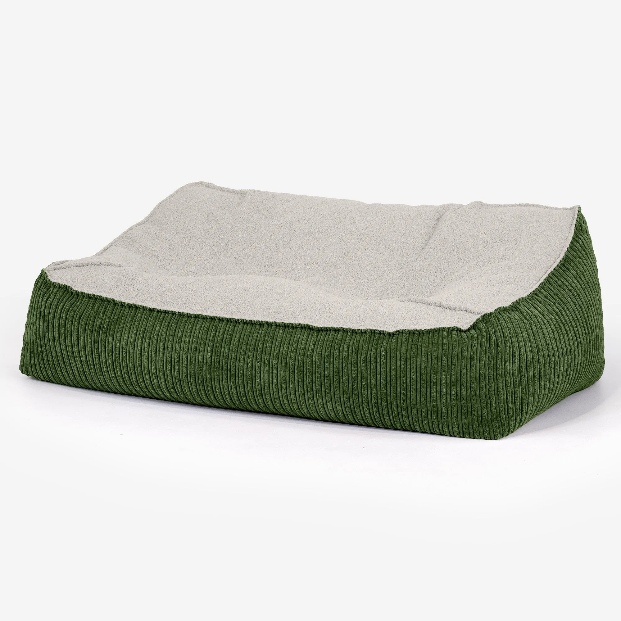 Sloucher Bean Bag Sofa - Boucle & Cord Forest Green