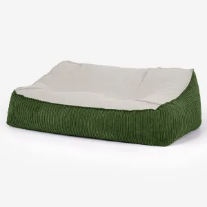 Sloucher Bean Bag Sofa - Boucle & Cord Forest Green