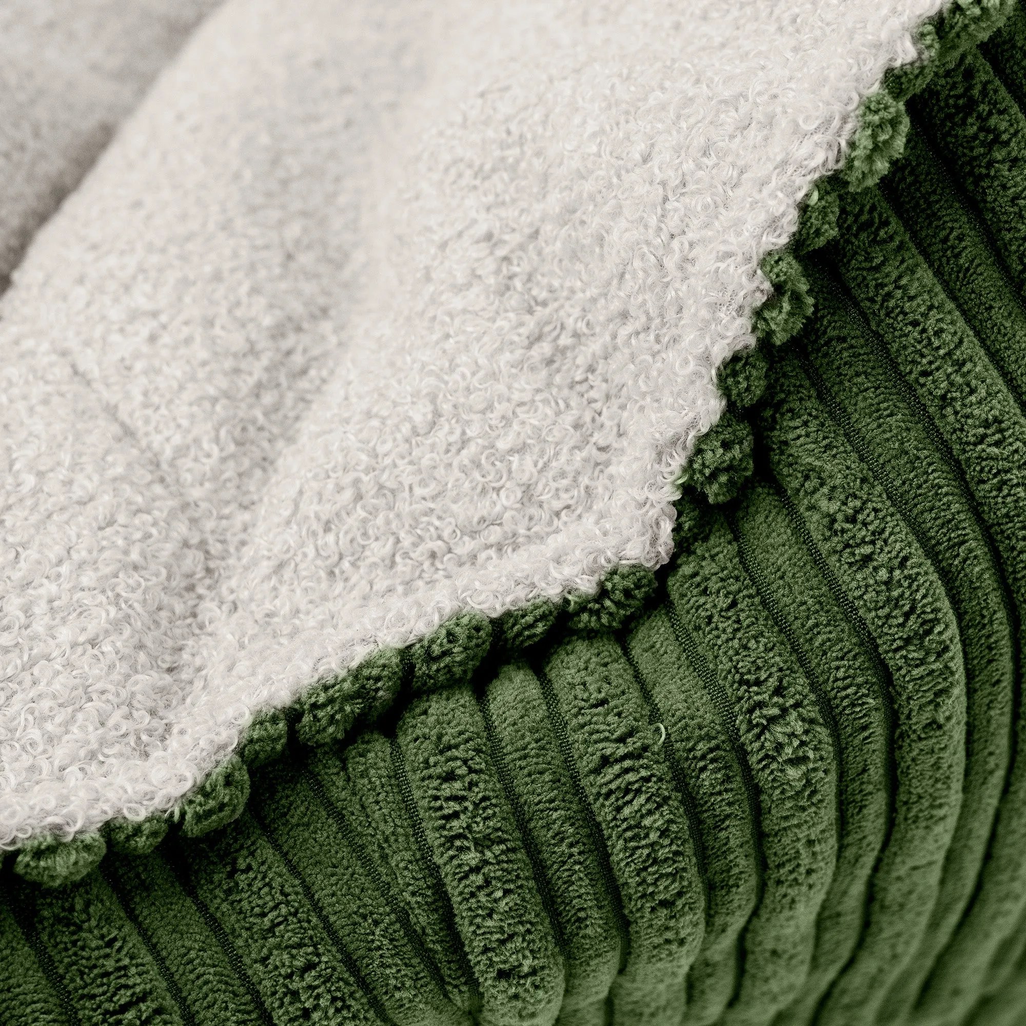 Sloucher Bean Bag Sofa - Boucle & Cord Forest Green