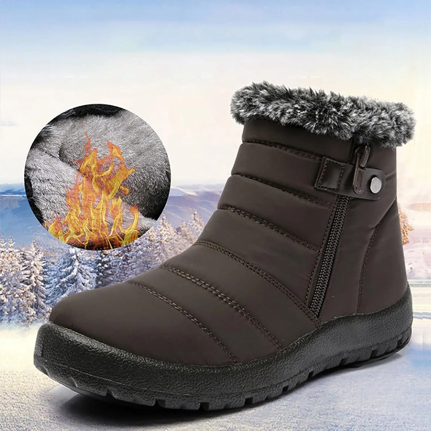 Snow Boots for Women Cute Calf High Winter Snow Boots Womens Ankle Boots Warm Fuzzy Winter Boots for Women Womens Rubber Ankle Boots Waterproof Women's Tall Winter Boots