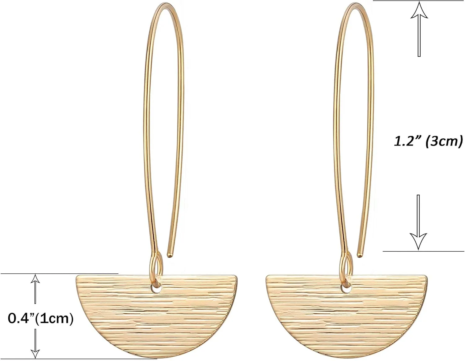 SOFYBJA Statement Long Gold Circle Simicircle Ball Dangling Earrings for Women Lightweight Circle Disc Coin Geometric Flat Brushed 18k Gold Plated Drop Dangle Hanging Hoop Earrings for women Gift for Her