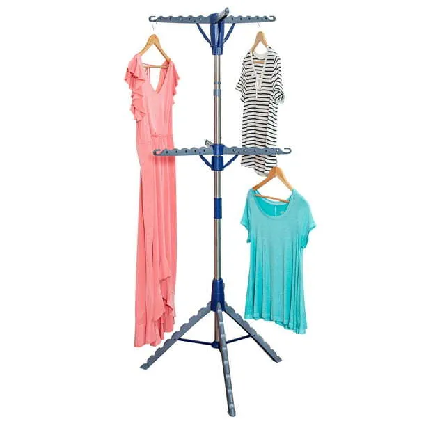 Space-Saving 2-Tier Tripod Hanging Clothes Drying Rack, Steel
