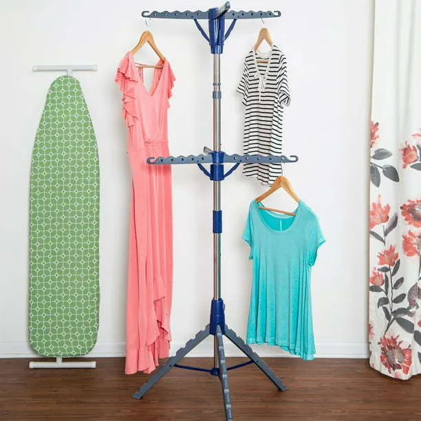 Space-Saving 2-Tier Tripod Hanging Clothes Drying Rack, Steel