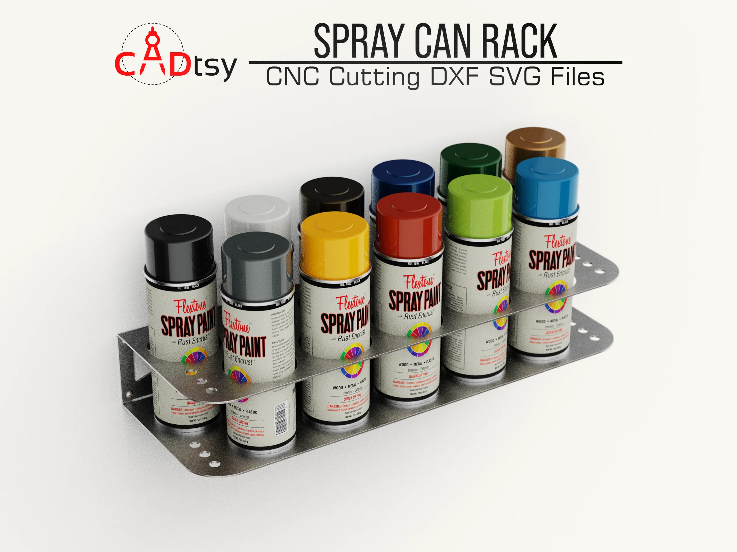 Spray Can Rack DXF / SVG Laser Plasma Cutting Files, Paint Can Holder - Workshop Tool Organizer