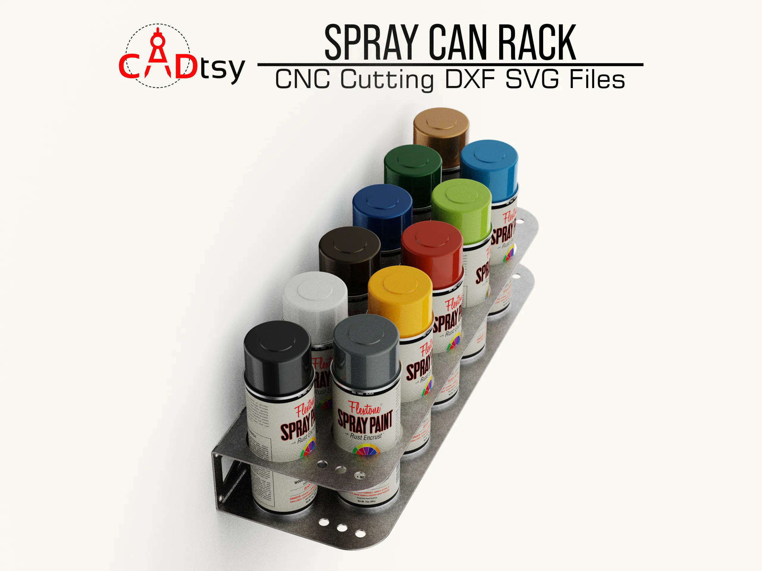 Spray Can Rack DXF / SVG Laser Plasma Cutting Files, Paint Can Holder - Workshop Tool Organizer