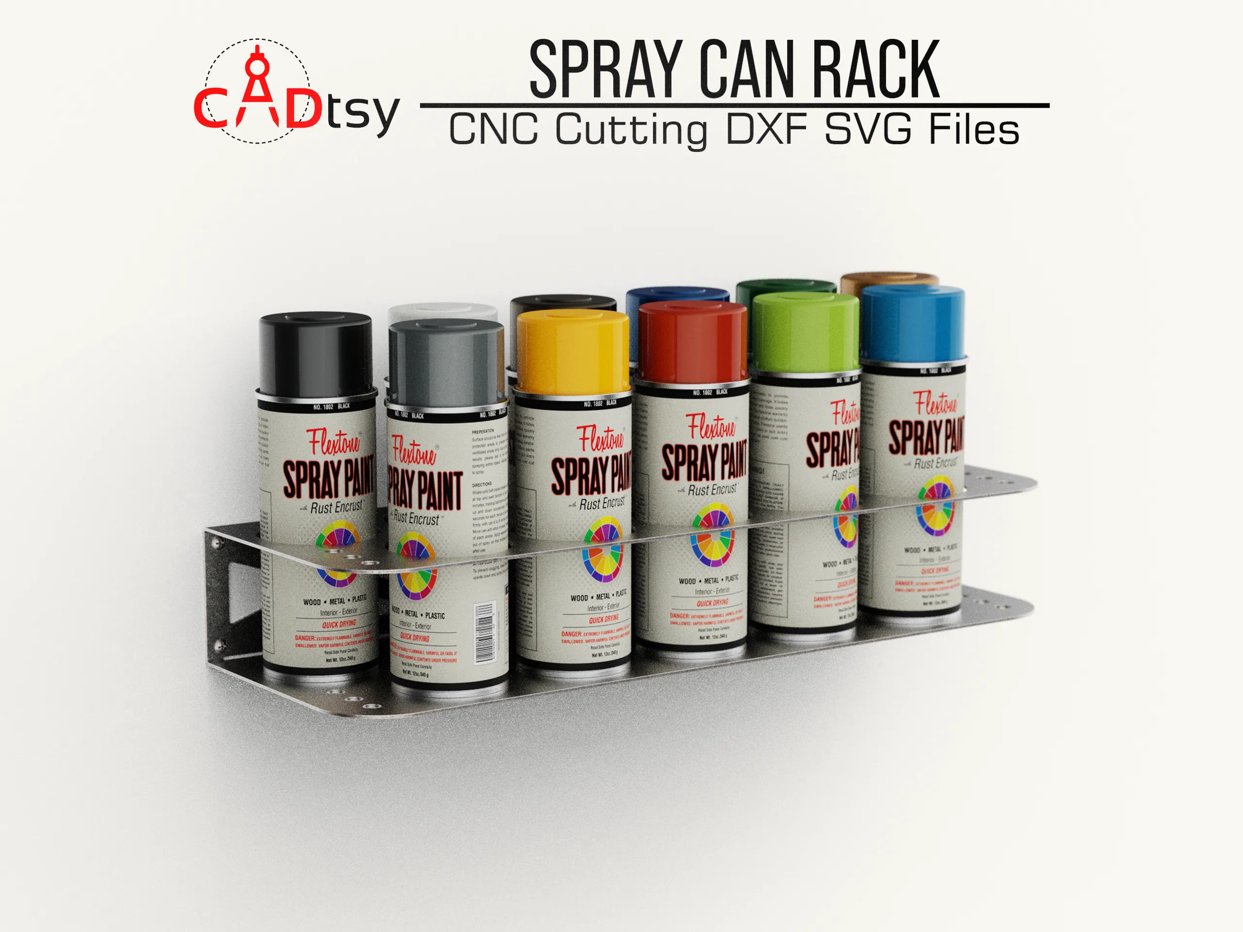 Spray Can Rack DXF / SVG Laser Plasma Cutting Files, Paint Can Holder - Workshop Tool Organizer