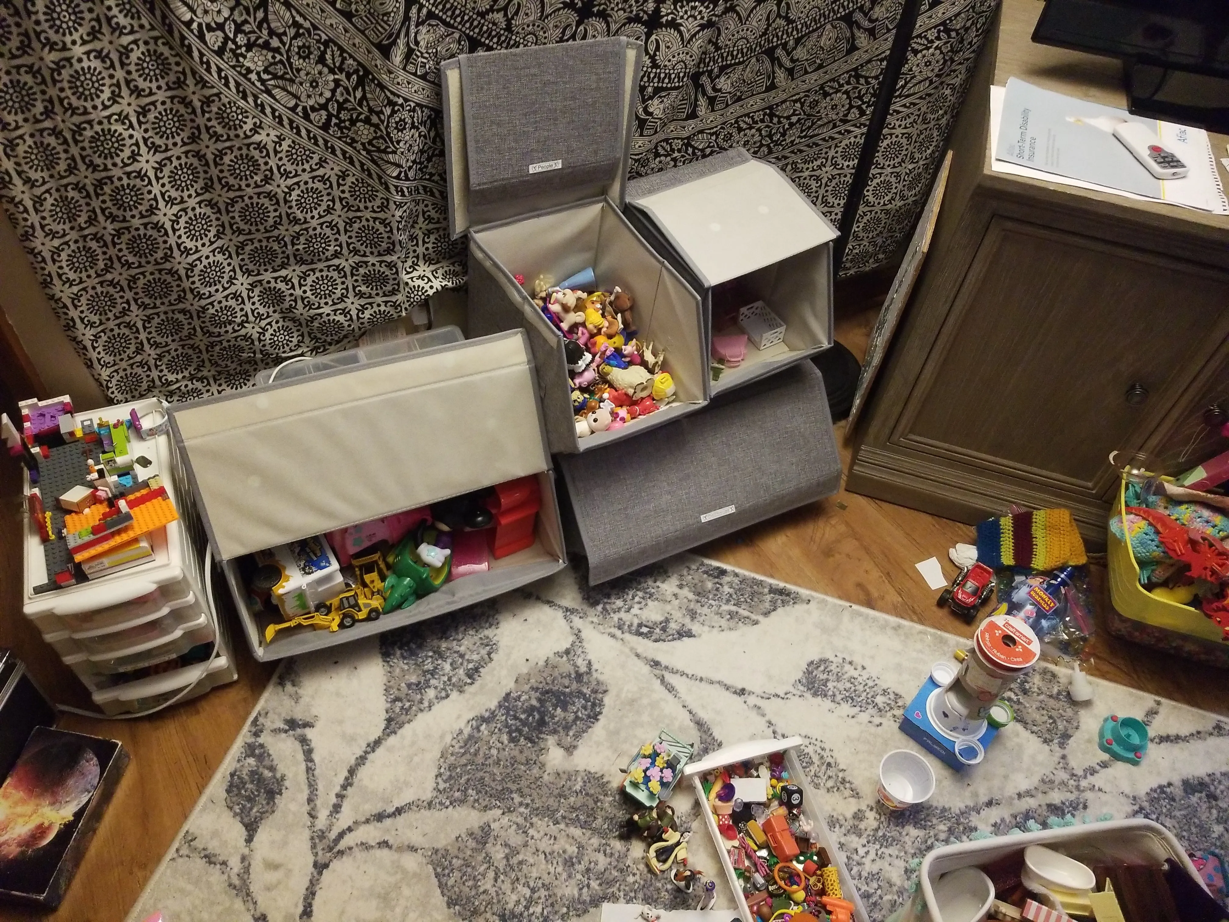 Stackable Storage Bins With Lids, Toy Organizer, Metal Frame
