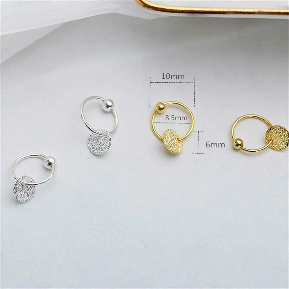 Sterling Silver Disc Drop Dangle Ball Bead Small Hoop Earrings for Women Girls Huggie Endless Round Hoops Cartilage Helix Stud Tragus Minimalist Sleeper Pierced Ear Nickel Free 8mm