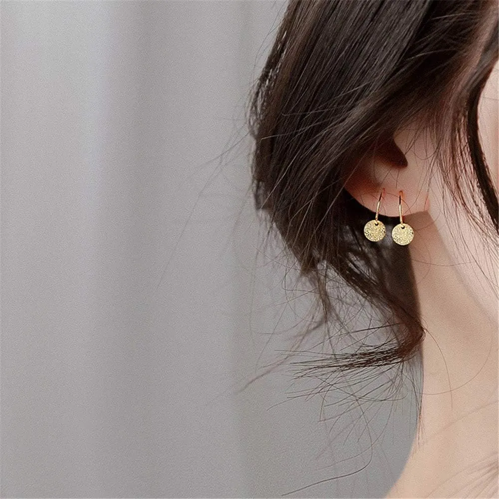 Sterling Silver Disc Drop Dangle Ball Bead Small Hoop Earrings for Women Girls Huggie Endless Round Hoops Cartilage Helix Stud Tragus Minimalist Sleeper Pierced Ear Nickel Free 8mm