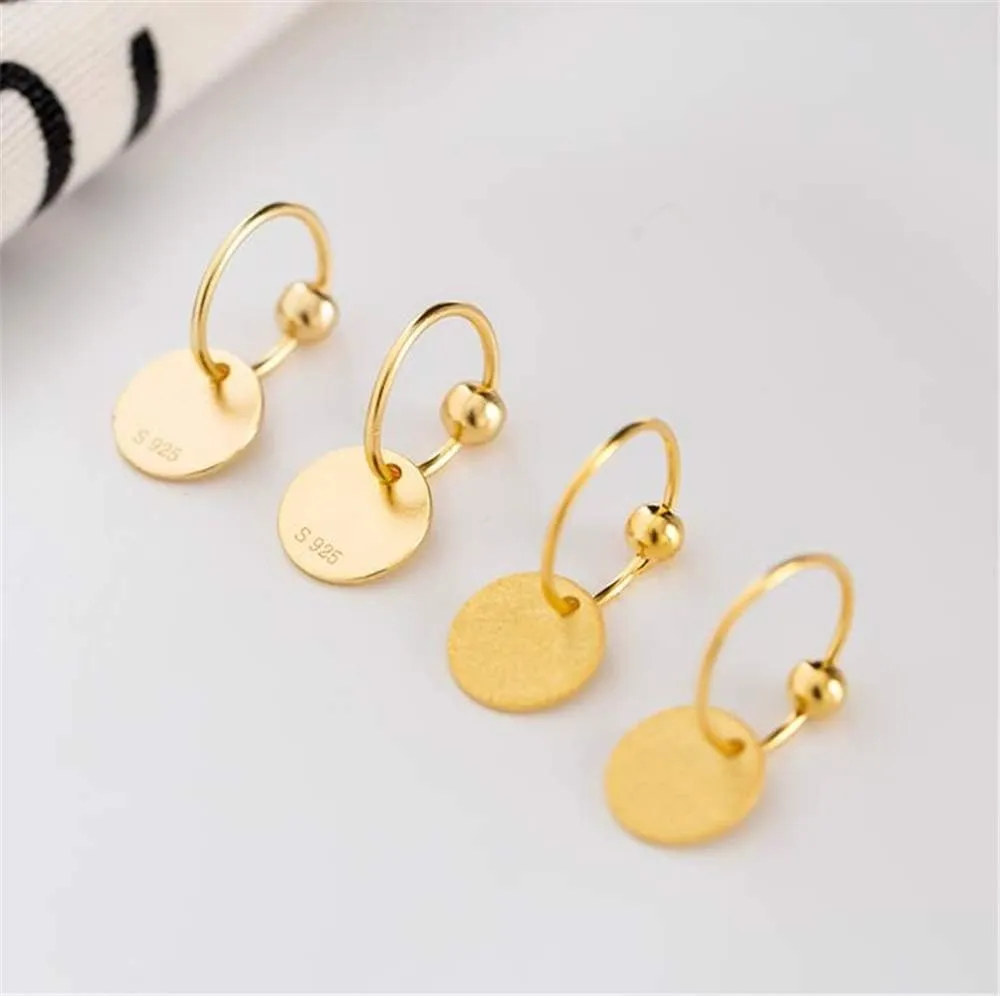 Sterling Silver Disc Drop Dangle Ball Bead Small Hoop Earrings for Women Girls Huggie Endless Round Hoops Cartilage Helix Stud Tragus Minimalist Sleeper Pierced Ear Nickel Free 8mm