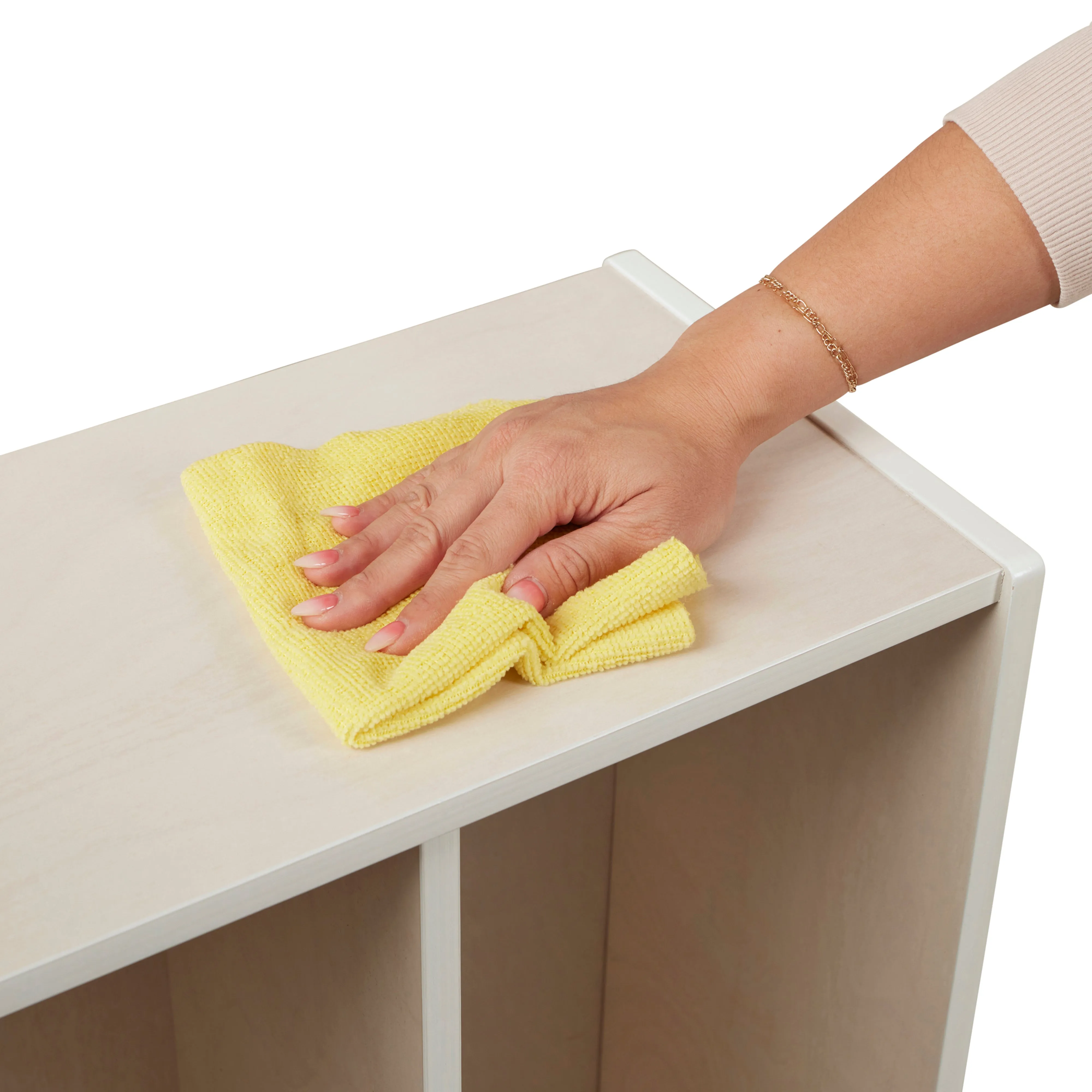 Streamline 5-Section Coat Locker with Scoop Front Storage Bins, Toddler Size, White Wash
