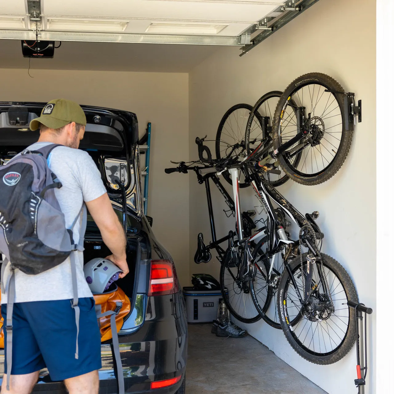 Swivel Mount Bike Storage Rack | 2 Bike Garage Wall Hooks | Deep Water