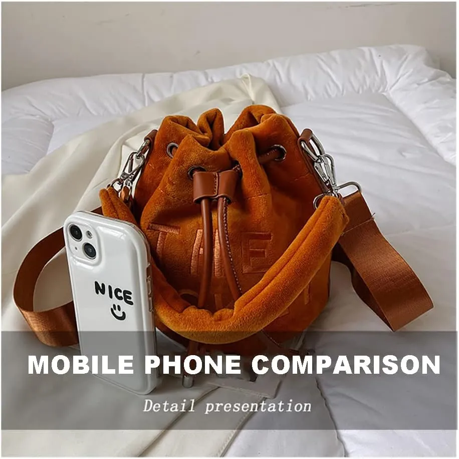 The Bucket Bag for Women, Embroidered Plush Crossbody Bag for GirlsBucket Bag PursesBlack Bucket Bag Drawstring Handbag