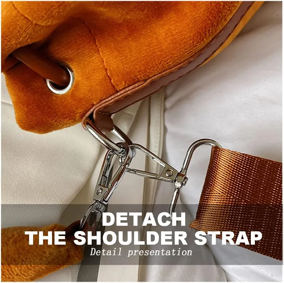 The Bucket Bag for Women, Embroidered Plush Crossbody Bag for GirlsBucket Bag PursesBlack Bucket Bag Drawstring Handbag