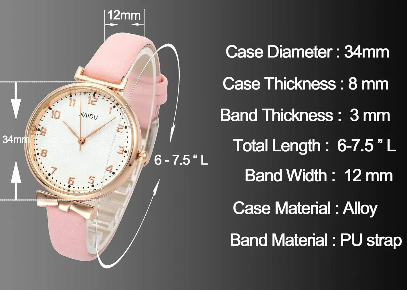 Top Plaza Womens Ladies Classic Simple Leather Analog Quartz Wrist Watch Rose Gold Case Arabic Numerals Casual Dress Watches