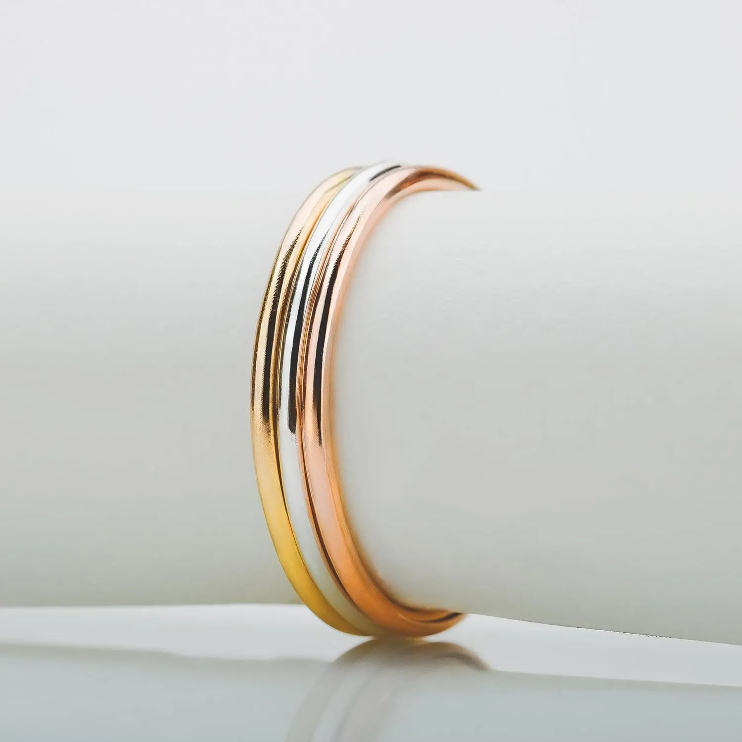 Trio of Smooth Stacking Rings | Set of 3 Mixed Metal 1mm Thin Stacking Skinny Rings | Silver Gold & Rose Gold | Comfort Fit | Sizes 2-12 (6.5)