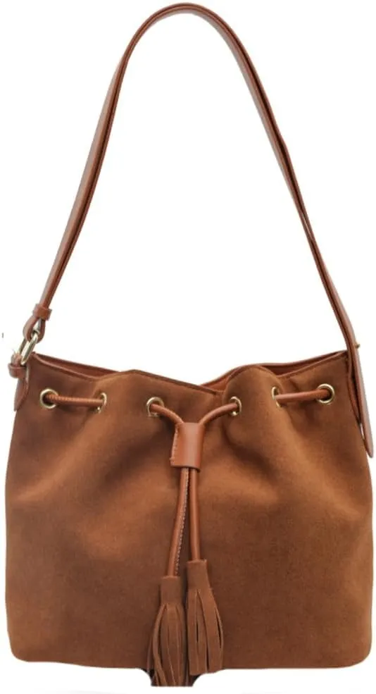 Vegan Leather Retro Bucket Bags Purses Hobo and PU Shoulder Handbags Drawstring with Adjustable Straps 2024