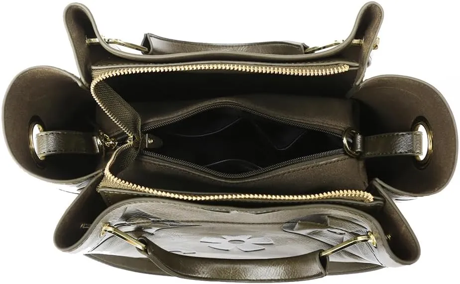 Vegan Leather Tote Bag Embossed Bucket Handbag Trendy Purse for Women Top Handle Work Hobo Bag Shoulder Purse