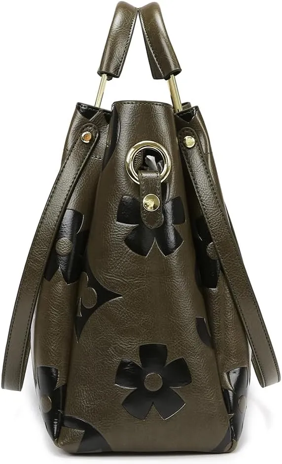 Vegan Leather Tote Bag Embossed Bucket Handbag Trendy Purse for Women Top Handle Work Hobo Bag Shoulder Purse