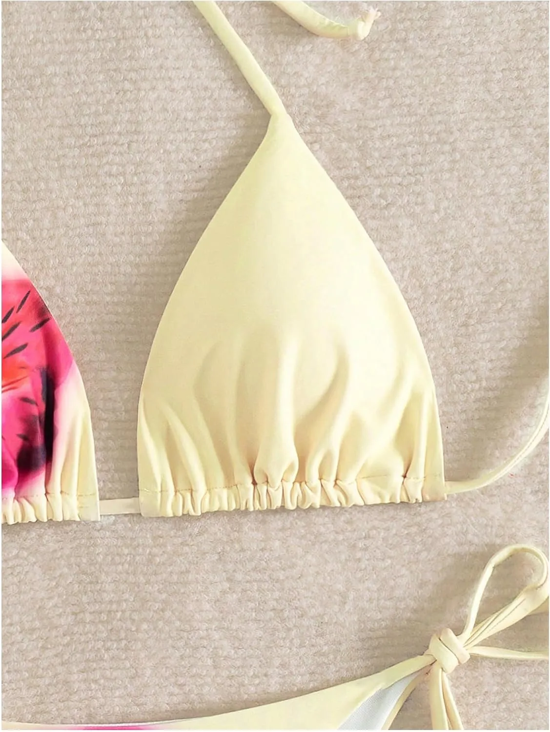 Verdusa Women's 2 Piece Floral Halter Triangle Bikini Sets Backless Self Tied Swimsuit Bathing Suits