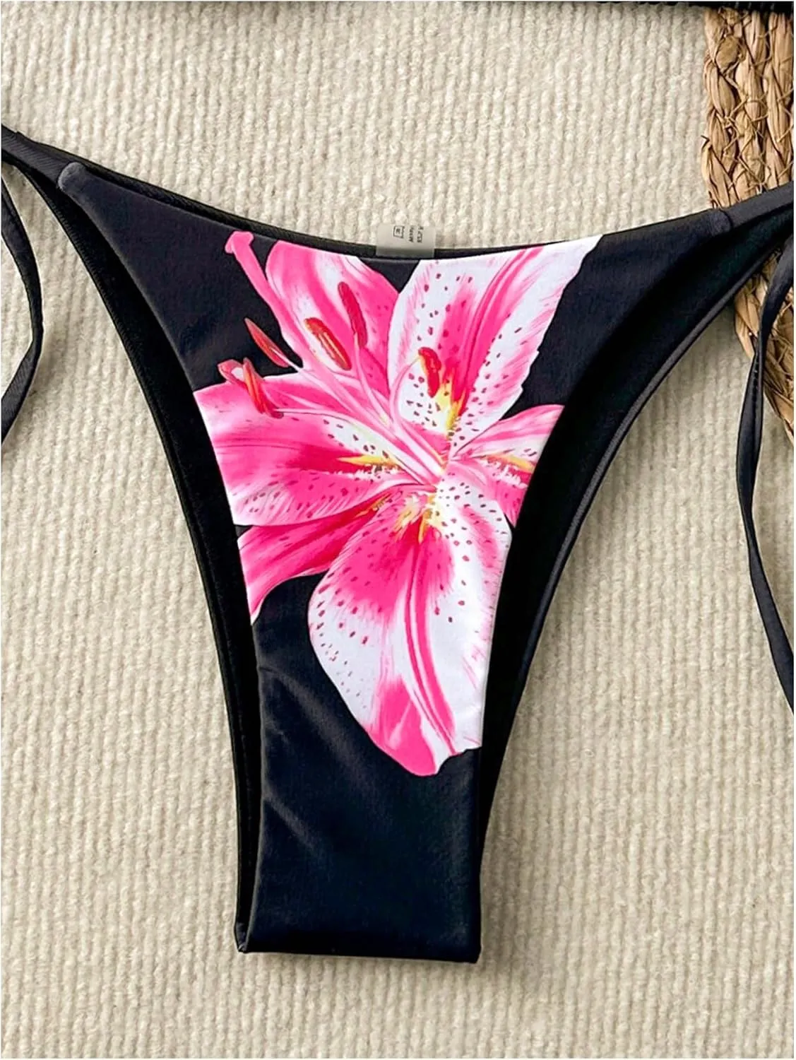 Verdusa Women's 2 Piece Floral Halter Triangle Bikini Sets Backless Self Tied Swimsuit Bathing Suits