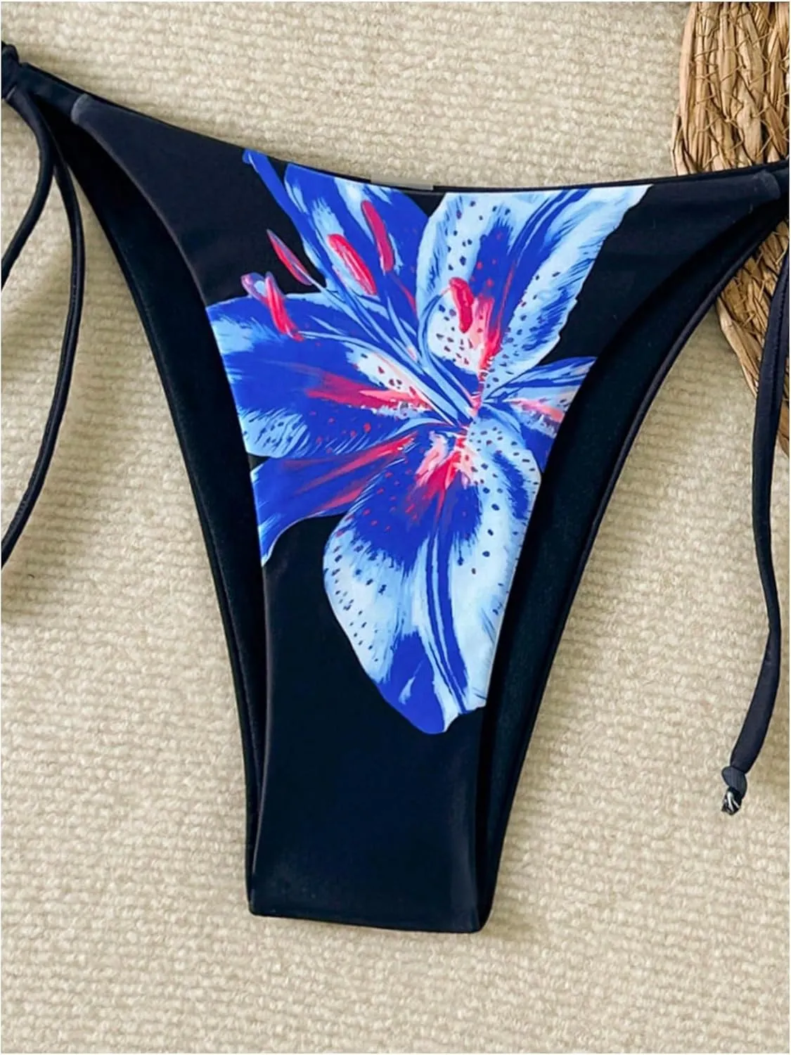Verdusa Women's 2 Piece Floral Halter Triangle Bikini Sets Backless Self Tied Swimsuit Bathing Suits